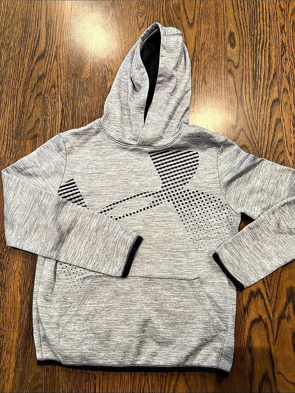 Under Armour ColdGear Printed Hoodie Boys Large Gray & Black